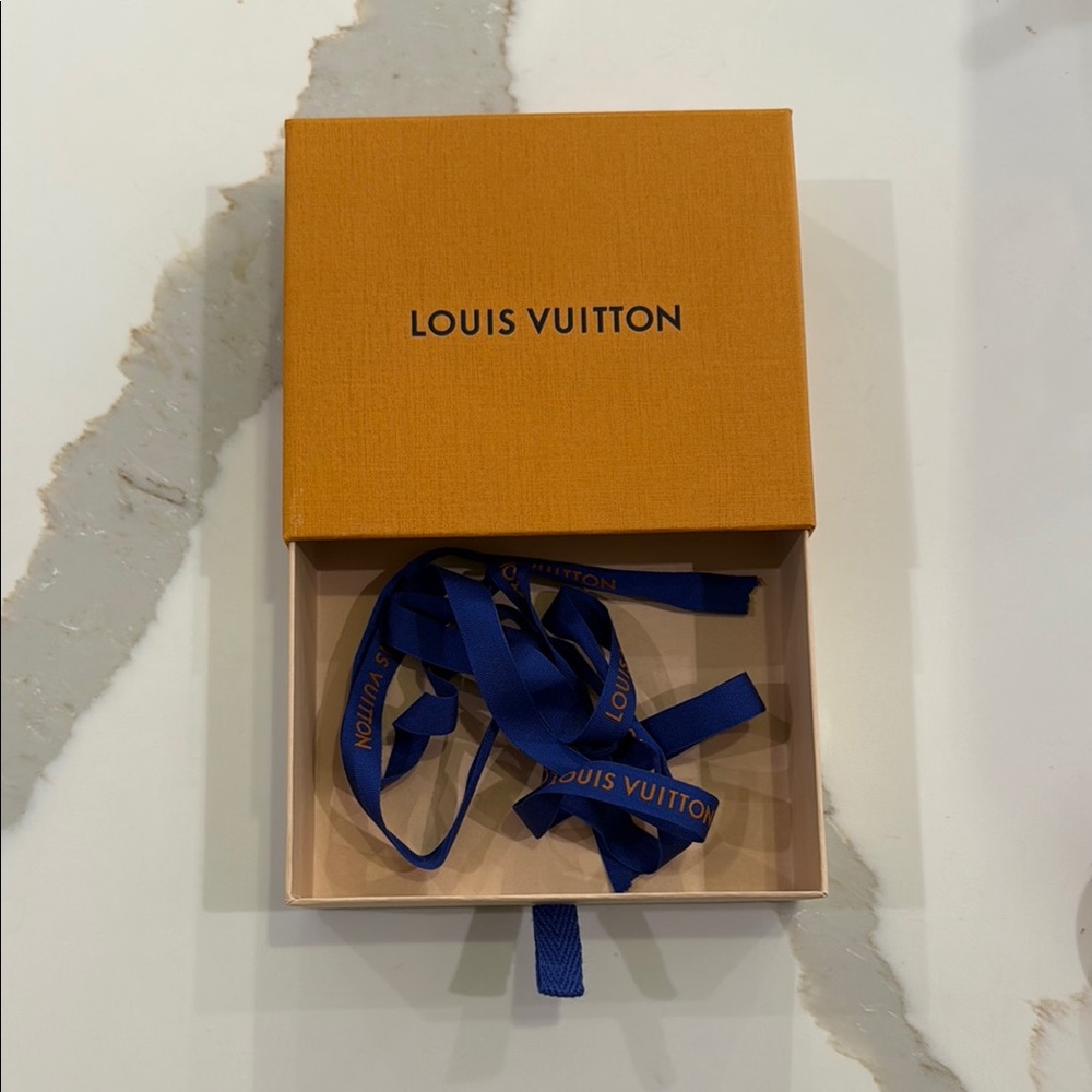 Louis Vuitton Orange Gift Box with Blue Ribbon